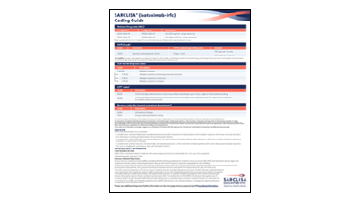 SARCLISA quick reference billing and coding flashcard
