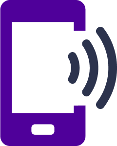 Purple cell phone icon that’s ringing