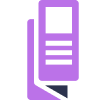 Purple icon of a folded pamphlet